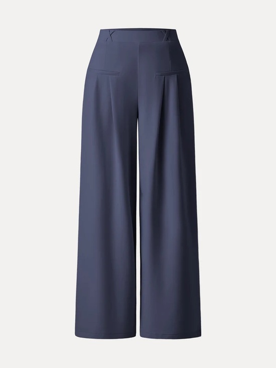 OGL Pants - NWT OGL Drapey Bamboo Ponte Mid Rise Wide Leg Trouser in Navy - medium petite